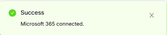Microsoft 365 connected confirmation in Plansom