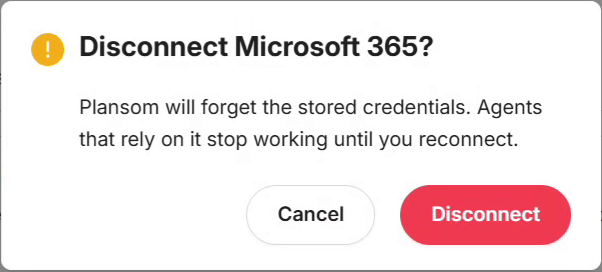 Confirming Disconnect Microsoft 365