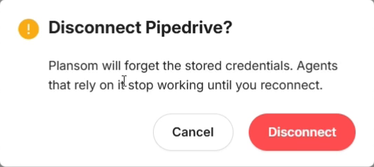 Confirming Disconnect Pipedrive