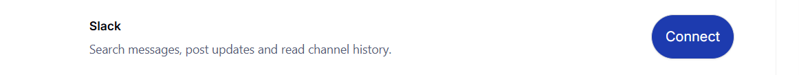 Clicking Connect on the Slack integration