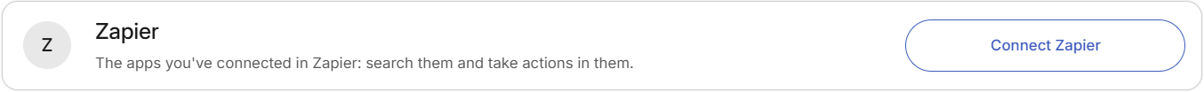 Clicking Connect Zapier