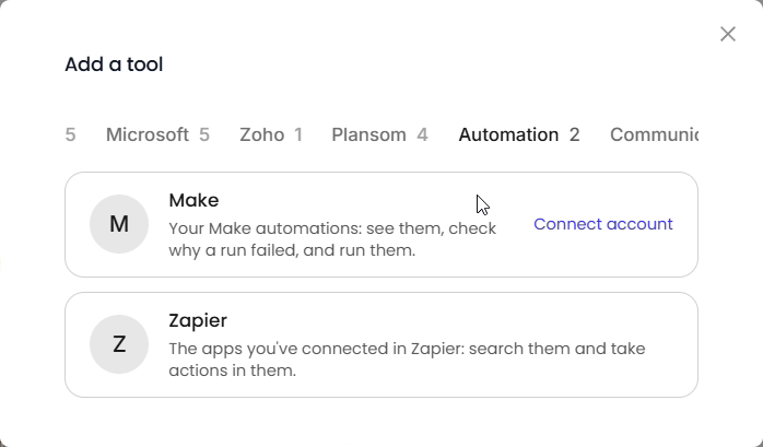 Adding Zapier as a tool from an agent's Tools tab